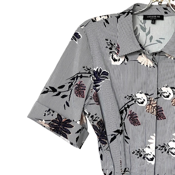 Lafayette 148 Eleni Artisan Bouquet Short-Sleeve Stretch Cotton Midi Dress SizeL - Picture 3 of 14